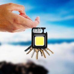 4035A Plastic Rechargeable Keychain Mini Flashlight with 4 Light Modes, Ultralight Portable Pocket Light with Folding Bracket Bottle Opener and...