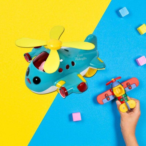 4516 Helicopter Airplane Musical Toy Toddlers with Lights, Electronic Moving Cool Aeroplane, Baby Development Toys Plane for 6-18 Month Old Gift to...