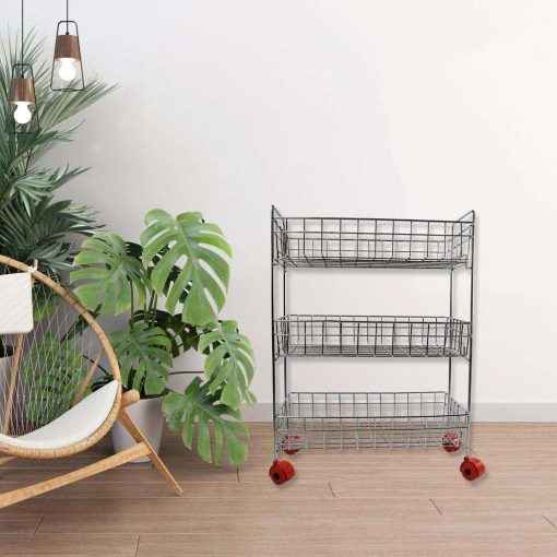 5360 Stainless Steel Fruit & Vegetable Stand Kitchen Trolley 3 TIER KITCHEN TROLLEY / Fruit Basket / Vegetable Stand for Storage / Onion potato...