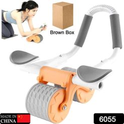 6055 Automatic Rebound Abdominal Wheel, Ab Roller Wheel with Timer Elbow Support for Beginners, Exercise Double Wheel with Knee Mat Holder for Body...