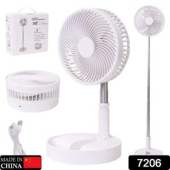 7206 TELESCOPIC ELECTRIC DESKTOP FAN, HEIGHT ADJUSTABLE, FOLDABLE & PORTABLE FOR TRAVEL/CARRY | SILENT TABLE TOP PERSONAL FAN FOR BEDSIDE, OFFICE...