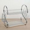 7671 DISH DRAINER TWO LAYER DISH DRYING RACK WITH DRAIN BOARD