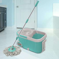 8703 Spin Mop with Bigger Wheels and Plastic Auto Fold Handle for 360 Degree Cleaning
