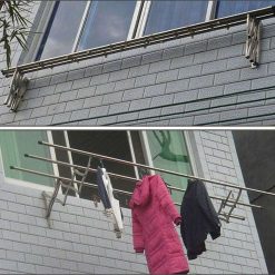 Clothes Rail Rack Clothes Drying Racks, Airer Clothes Drying Rack Wall Mounted Clotheshorse Clothes Airer Washing Cloth Line Extendable Fold Towel...