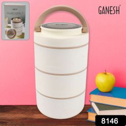 Ganesh Smart Stack 2/3 Layer Portable Lunch Box Stainless Steel Airtight Leak-Proof Lunch Box for Office, School, Picnic: Color May Vary (2 Layer /...